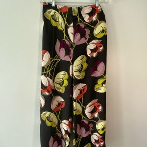 Gray floral wide legged pant from Ann Taylor